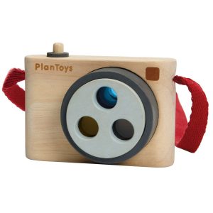 PlanToys kamera i gummitræ med 3 forskellige linser
