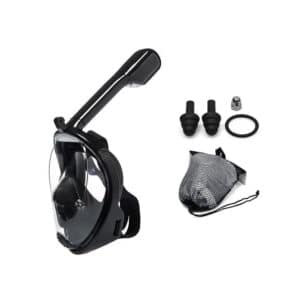 Snorkelmaske til børn og voksne med snorkel og 180 graders udsigt - Sort / S/M