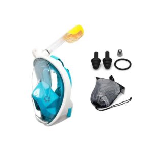 Snorkelmaske til børn og voksne med snorkel og 180 graders udsigt - Grøn / L/XL